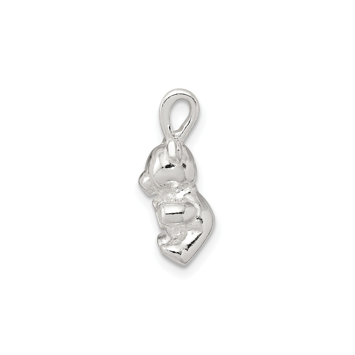 Sterling Silver Teddy Bear Pendant with Bow, Whimsical Animal Charm for Women