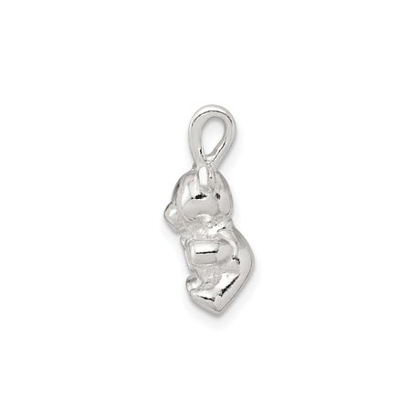 Sterling Silver Teddy Bear Pendant with Bow, Whimsical Animal Charm for Women