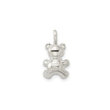 Sterling Silver Teddy Bear Pendant with Bow, Whimsical Animal Charm for Women