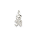 Sterling Silver Teddy Bear Pendant with Bow, Whimsical Animal Charm for Women