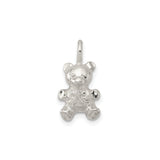 Sterling Silver Teddy Bear Pendant with Bow, Whimsical Animal Charm for Women