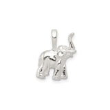 Sterling Silver Elephant Pendant with Raised Trunk, Boho Spiritual Talisman Jewelry