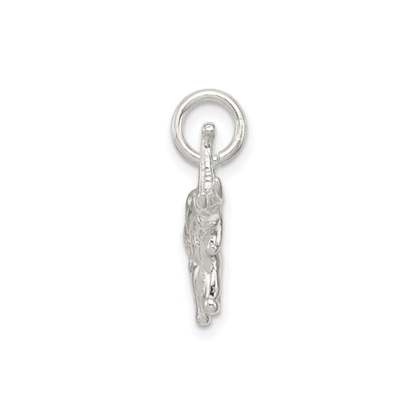 Sterling Silver Elephant Pendant Charm with Raised Trunk Symbolizing Luck and Wisdom