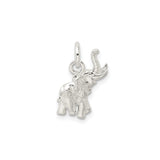 Sterling Silver Elephant Pendant Charm with Raised Trunk Symbolizing Luck and Wisdom