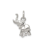 Sterling Silver Elephant Pendant Charm with Raised Trunk Symbolizing Luck and Wisdom