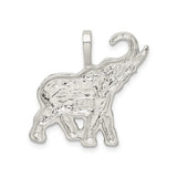Sterling Silver Elephant Pendant with Raised Trunk Symbolizing Strength and Wisdom