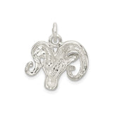 Sterling Silver Ram Head Pendant with Curled Horns, Aries Zodiac Symbol Jewelry