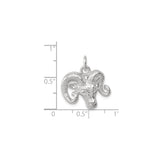 Sterling Silver Ram Head Pendant with Curled Horns, Aries Zodiac Symbol Jewelry