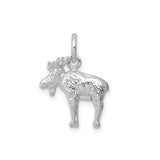 Sterling Silver Moose Pendant, Detailed Wildlife Charm, Nature-Inspired Antler Design