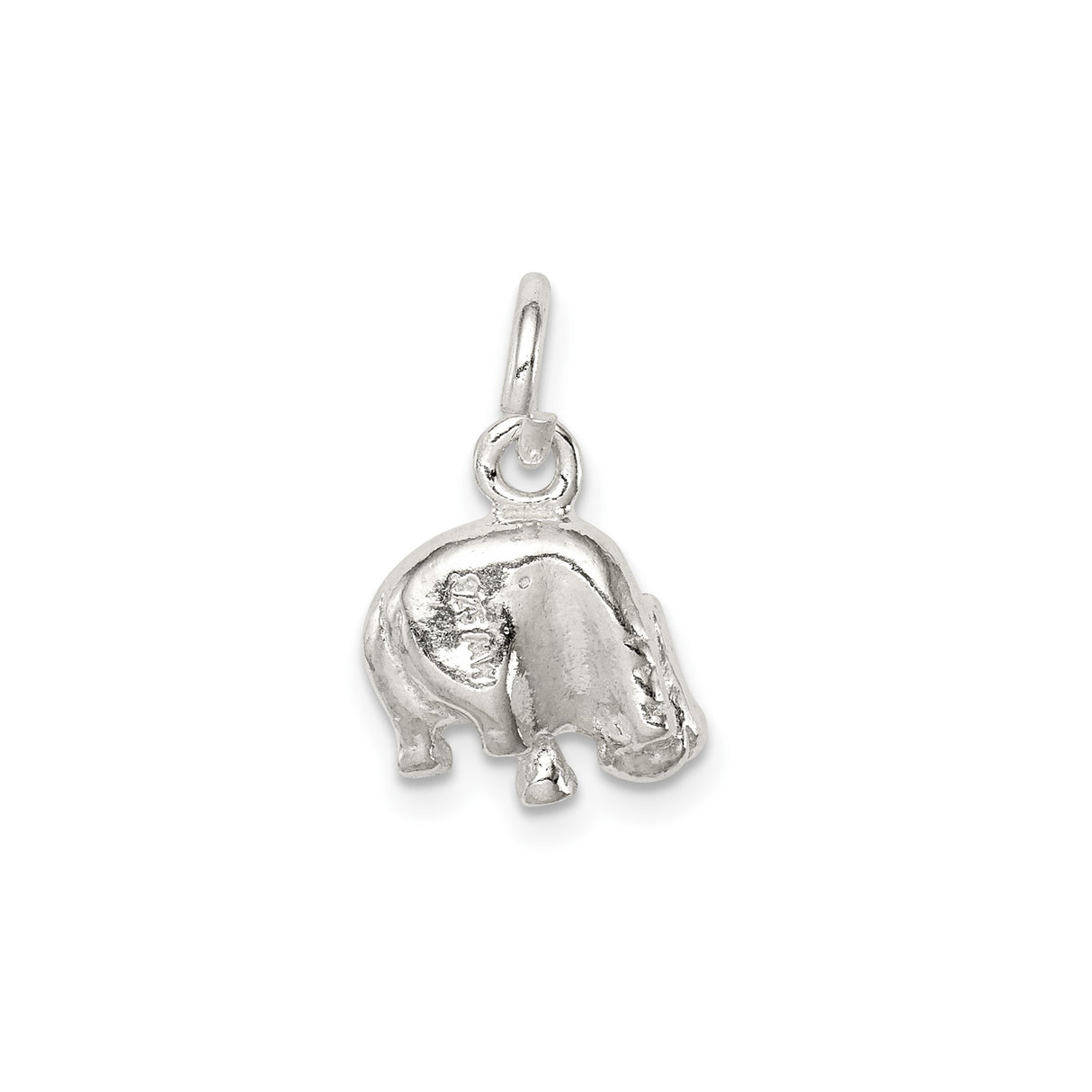 Sterling Silver Hippo Charm Pendant, Three Dimensional Animal Design, Wildlife Jewelry for Women