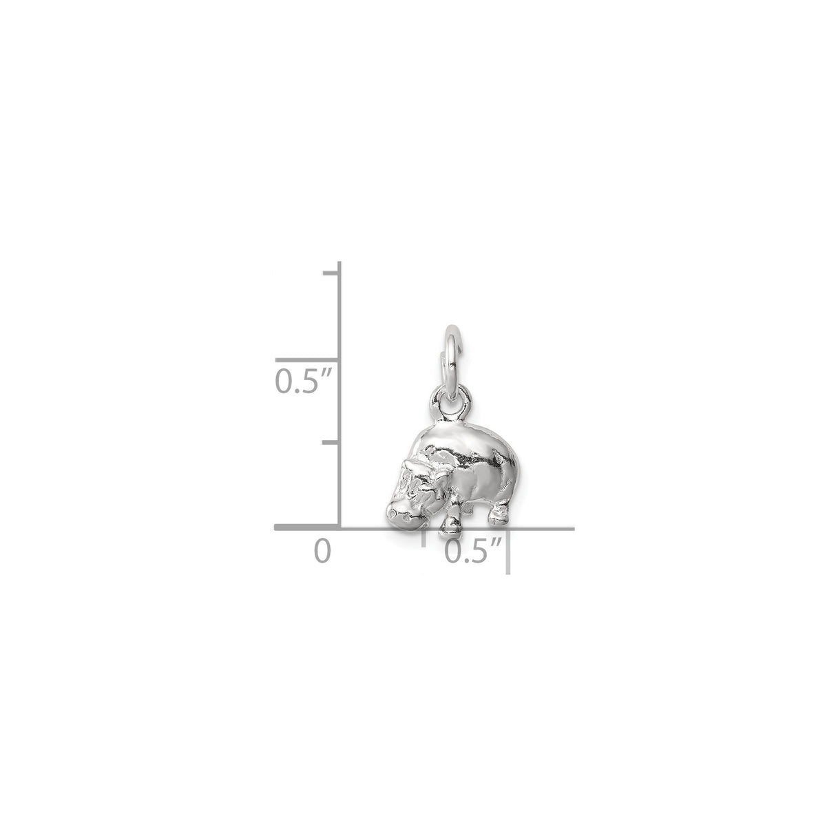 Sterling Silver Hippo Charm Pendant, Three Dimensional Animal Design, Wildlife Jewelry for Women