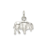 Sterling Silver Buffalo Pendant Charm with 3D Bison Design, Western Wildlife Theme