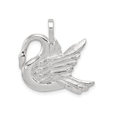 Sterling Silver Swan Pendant with Feather Engraving, Nature-Inspired Wildlife Jewelry for Women
