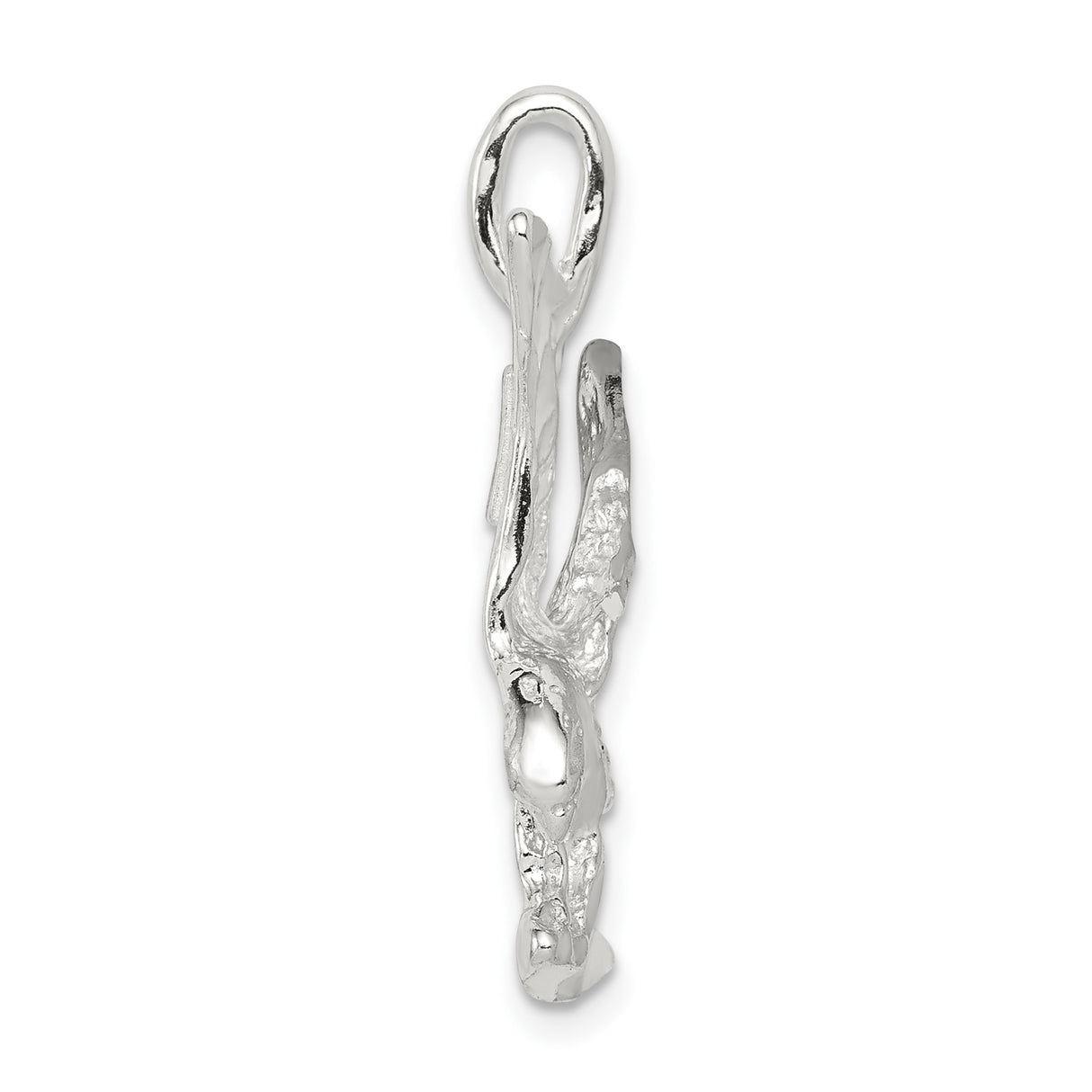 Sterling Silver Eagle Pendant with High Polish Flying Eagle Design for Men or Unisex Wear