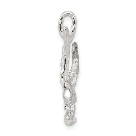 Sterling Silver Eagle Pendant with High Polish Flying Eagle Design for Men or Unisex Wear