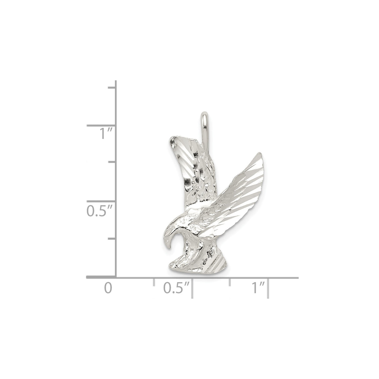 Sterling Silver Eagle Pendant with High Polish Flying Eagle Design for Men or Unisex Wear