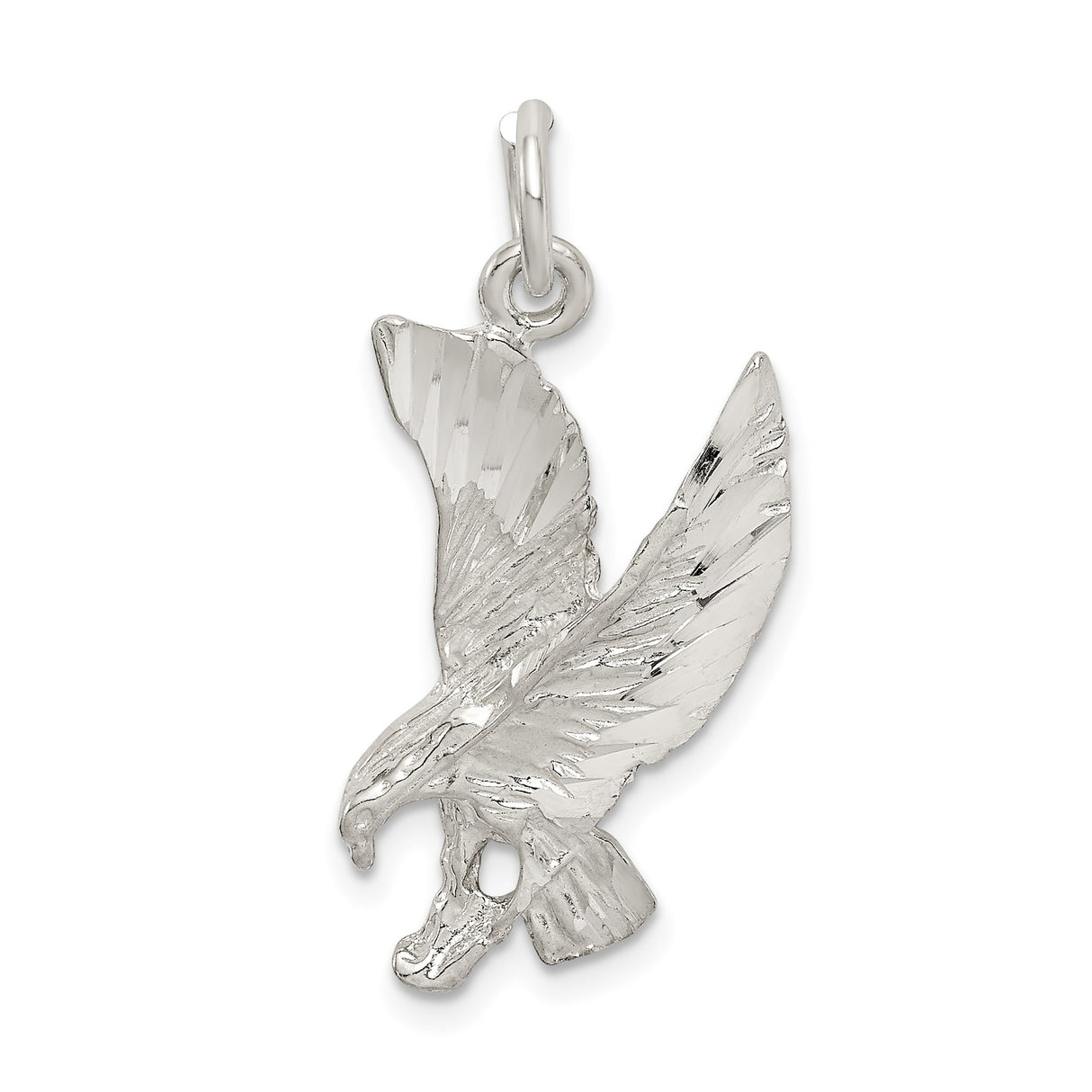 Sterling Silver Eagle Pendant with Detailed Flying Eagle Design, Patriotic Symbolic Jewelry for Men