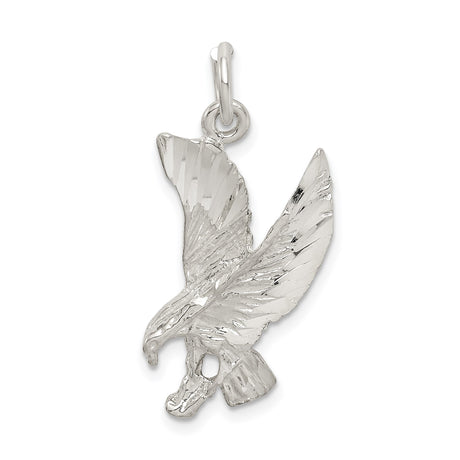 Sterling Silver Eagle Pendant with Detailed Flying Eagle Design, Patriotic Symbolic Jewelry for Men