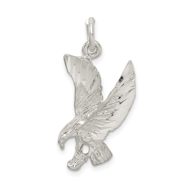 Sterling Silver Eagle Pendant with Detailed Flying Eagle Design, Patriotic Symbolic Jewelry for Men