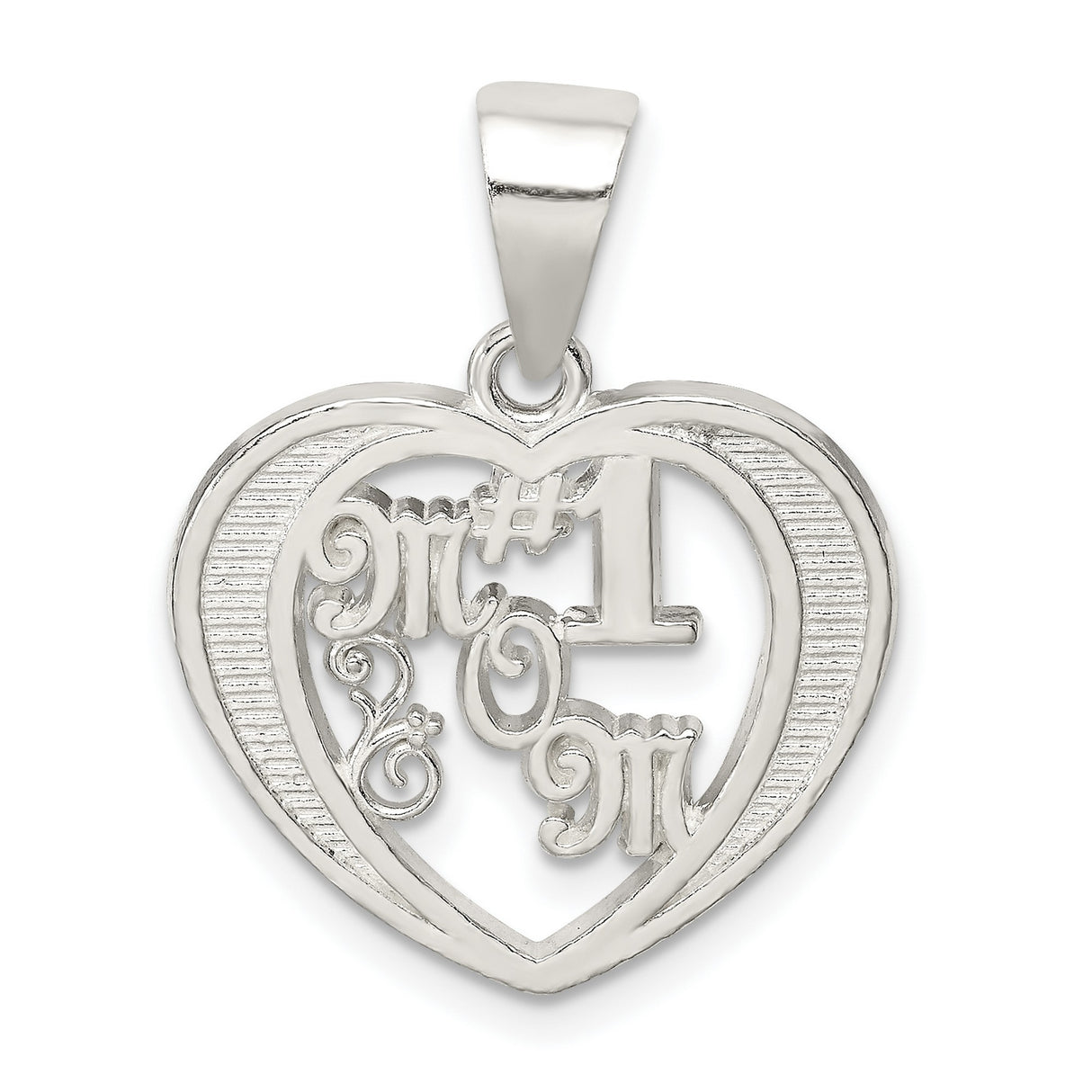 # 1 Mom Charm Pendant in Real 925 Sterling Silver