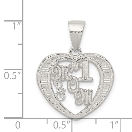 Sterling Silver Heart Pendant with Number 1 Mom Design, Sentimental Jewelry for Women