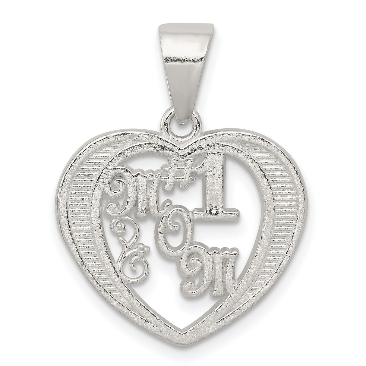 # 1 Mom Charm Pendant in Real 925 Sterling Silver