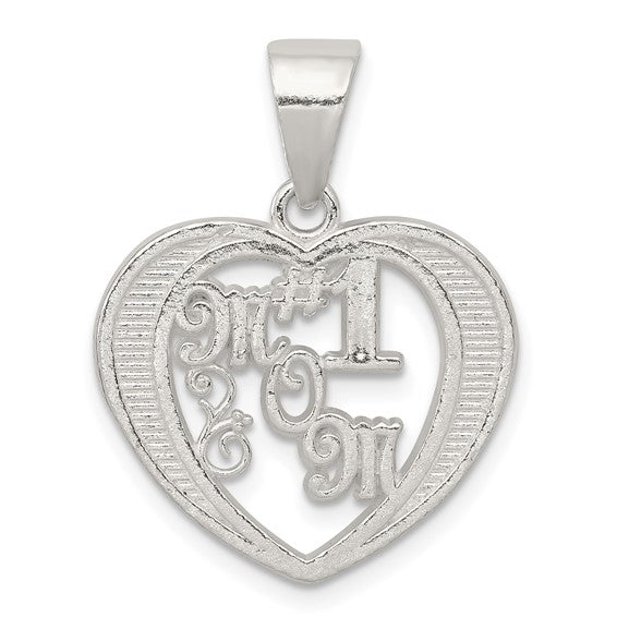 Sterling Silver Heart Pendant with Number 1 Mom Design, Sentimental Jewelry for Women