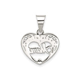 Mama Heart Charm Pendant in Real 925 Sterling Silver