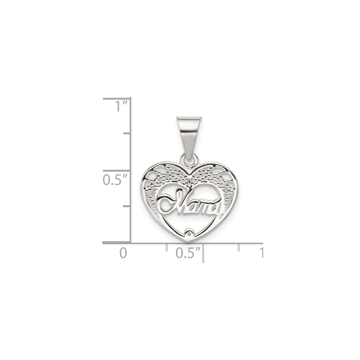 Mama Heart Charm Pendant in Real 925 Sterling Silver