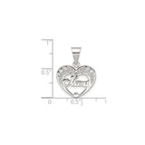 Mama Heart Charm Pendant in Real 925 Sterling Silver