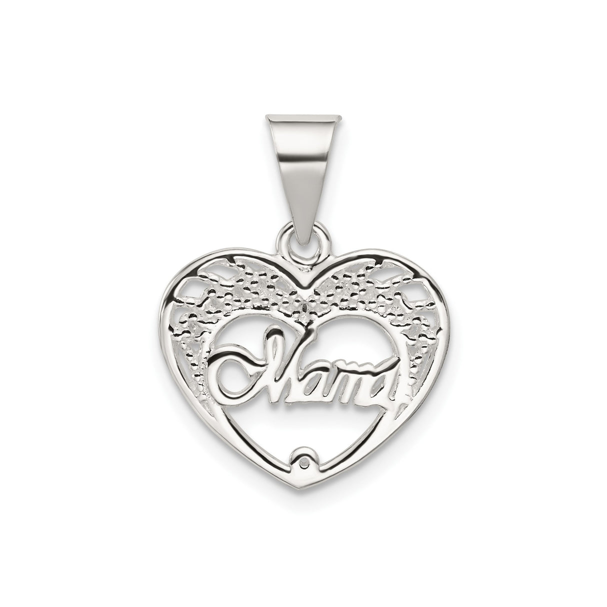 Mama Heart Charm Pendant in Real 925 Sterling Silver