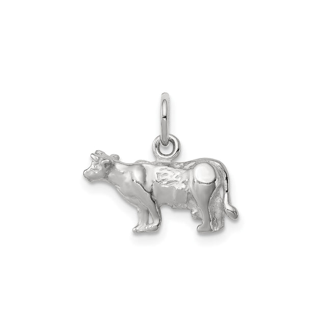 Sterling Silver Cow Pendant Charm, Detailed Farm Animal Country Style Jewelry