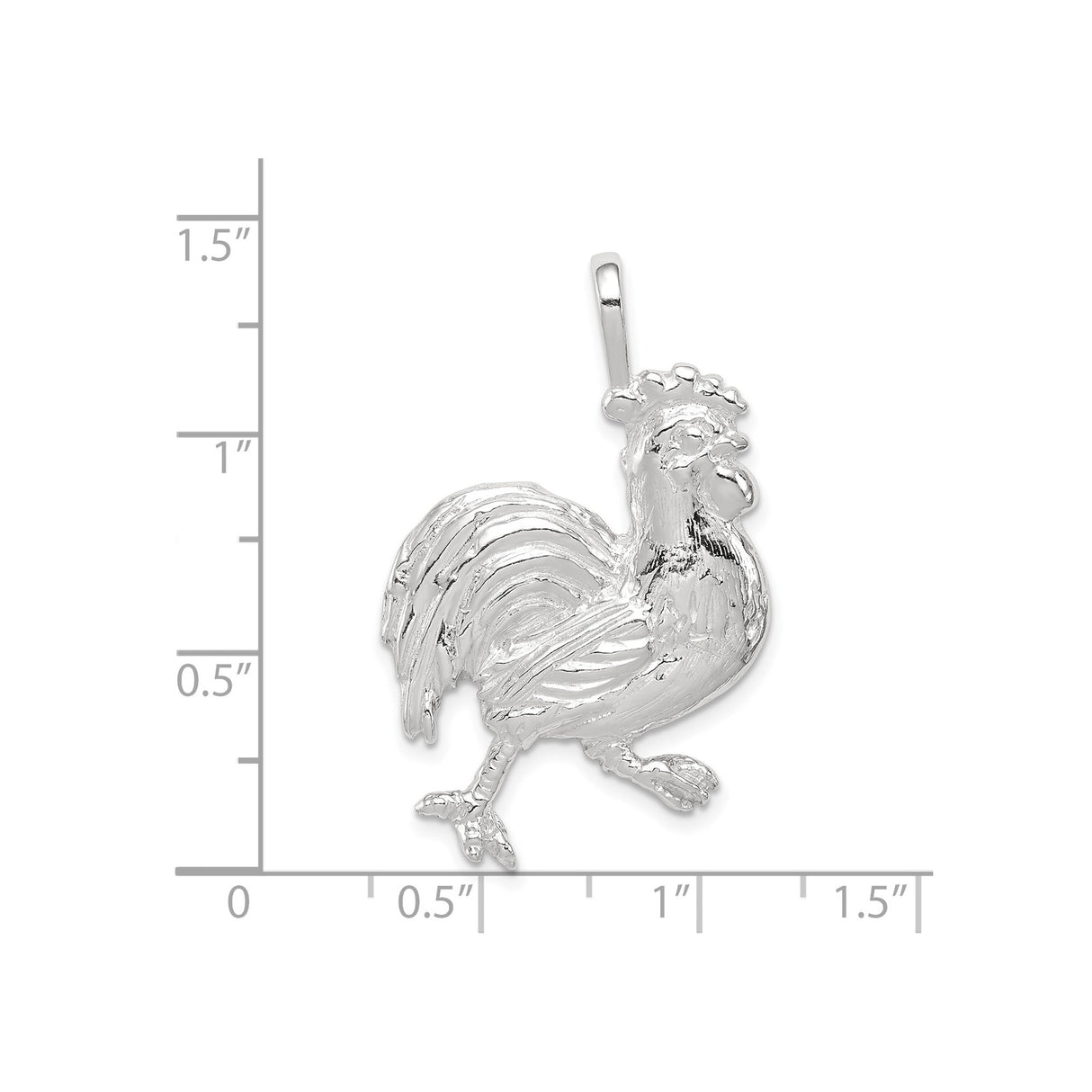 Sterling Silver Rooster Pendant with Detailed 3D Design, Symbol of Confidence and Awakening