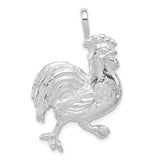 Sterling Silver Rooster Pendant with Detailed 3D Design, Symbol of Confidence and Awakening