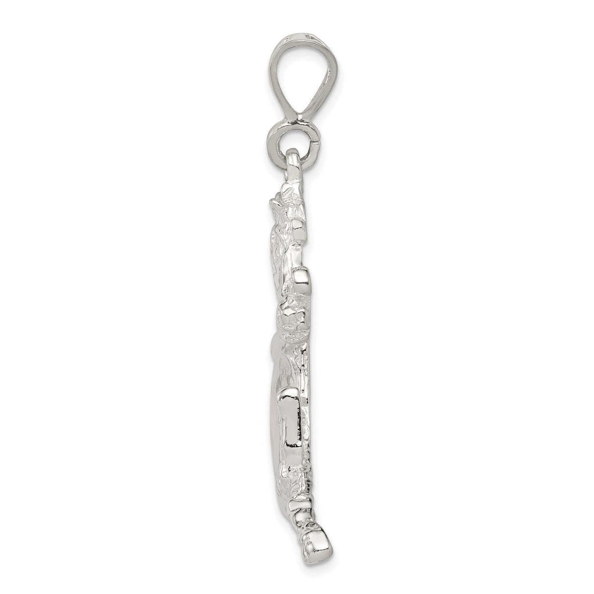 Sterling Silver Horse Head Pendant with Rearing Stallion Design, Western Cowboy Style