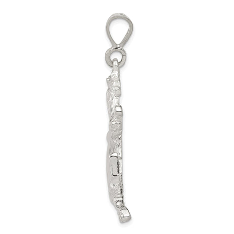 Sterling Silver Horse Head Pendant with Rearing Stallion Design, Western Cowboy Style