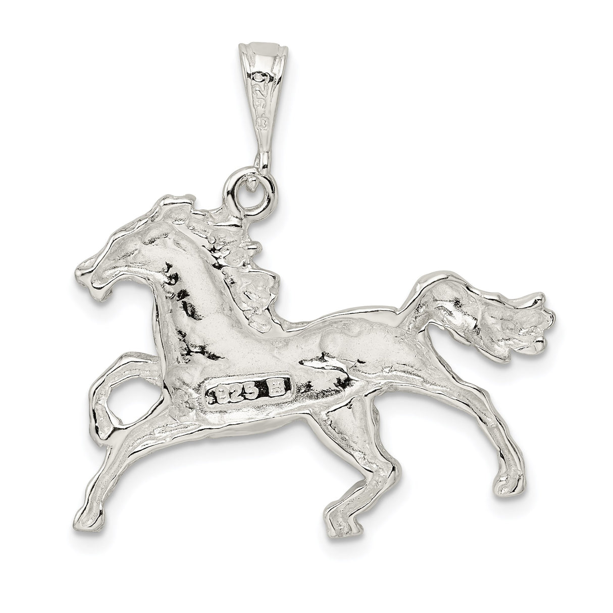 Sterling Silver Horse Pendant with Rearing Stallion Design, Western Style Animal Jewelry