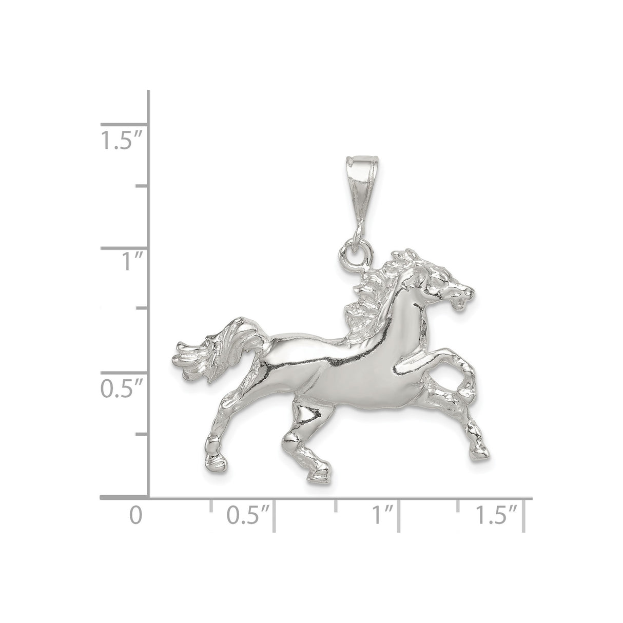 Sterling Silver Horse Pendant with Rearing Stallion Design, Western Style Animal Jewelry