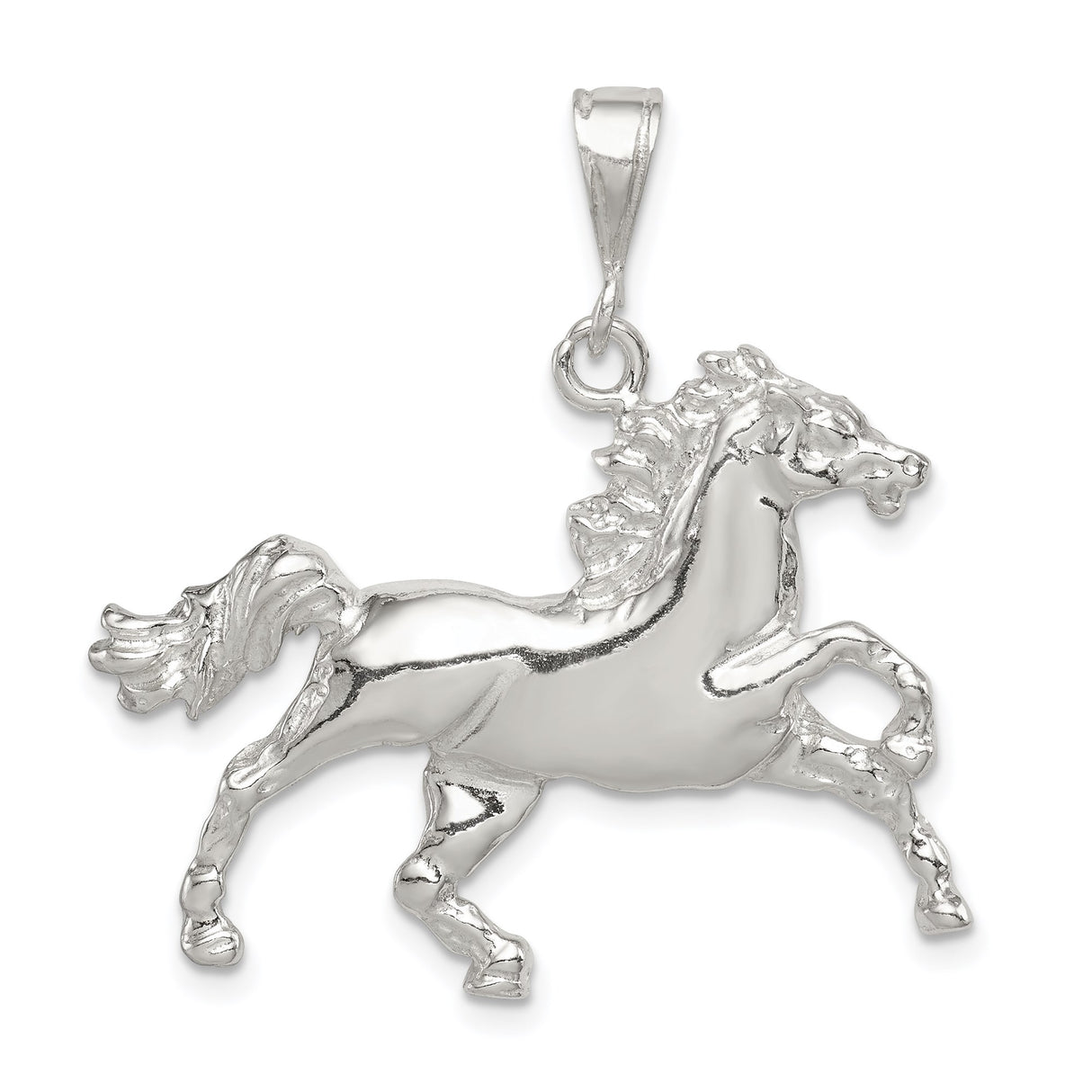 Sterling Silver Horse Pendant with Rearing Stallion Design, Western Style Animal Jewelry