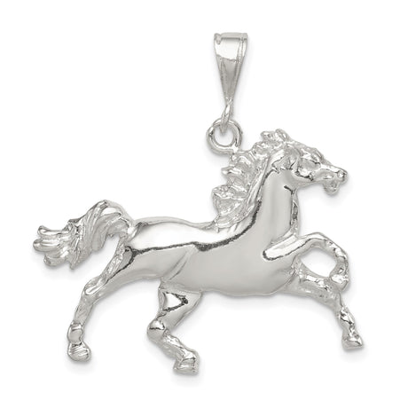 Sterling Silver Horse Pendant with Rearing Stallion Design, Western Style Animal Jewelry