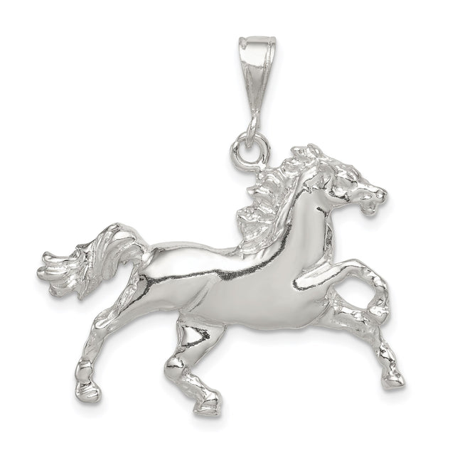 Sterling Silver Horse Pendant with Rearing Stallion Design, Western Style Animal Jewelry