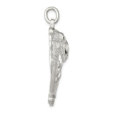 Sterling Silver Bulldog Pendant Charm, Textured and Polished Dog Jewelry for Women or Unisex Wear