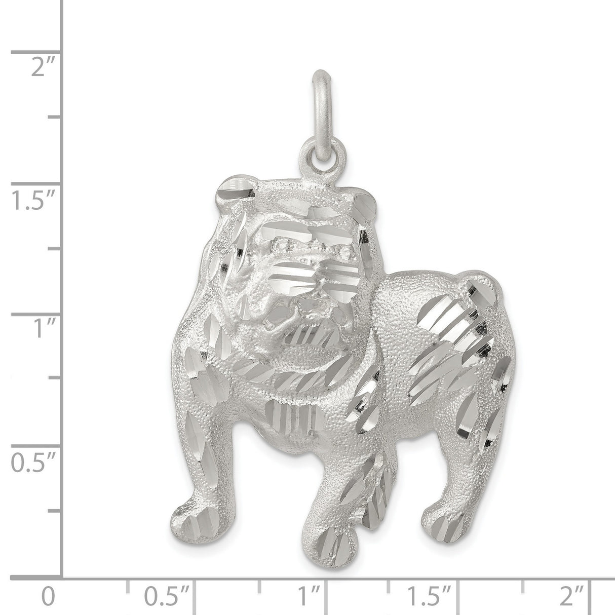 Sterling Silver Bulldog Pendant Charm, Textured and Polished Dog Jewelry for Women or Unisex Wear