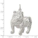 Sterling Silver Bulldog Pendant Charm, Textured and Polished Dog Jewelry for Women or Unisex Wear