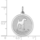 Sterling Silver Pendant with Airedale Terrier Silhouette and Name, Dog Lover Charm