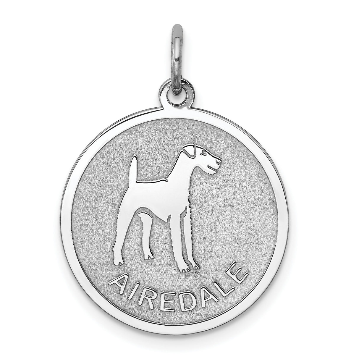 Sterling Silver Pendant with Airedale Terrier Silhouette and Name, Dog Lover Charm