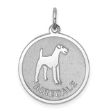 Sterling Silver Pendant with Airedale Terrier Silhouette and Name, Dog Lover Charm