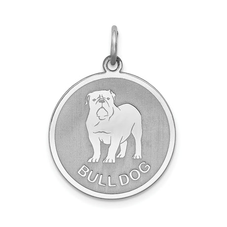 Sterling Silver Bulldog Pendant with Dog Emblem and BULLDOG Text, Unisex Memorial Jewelry