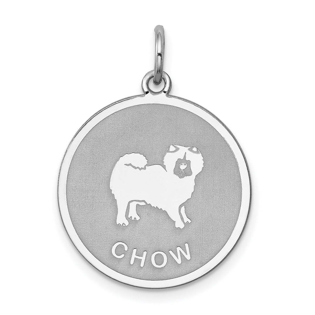 Sterling Silver Chow Chow Pendant with Dog Silhouette, Animal Tribute Charm