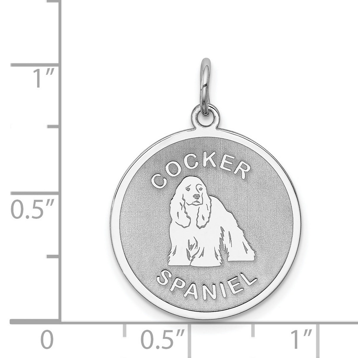 Cocker Spaniel Disc Charm Pendant in Real 925 Sterling Silver
